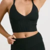 Tanktop i grovstickat i svart