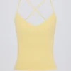 Tanktop med korsade ryggband i citrongult
