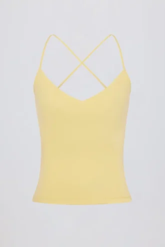 Tanktop med korsade ryggband i citrongult