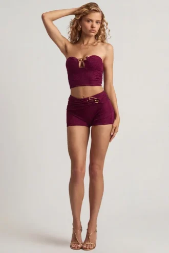 Teagan-shorts med medelhög midja i bärlila