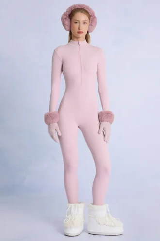 Termisk baslager-Jumpsuit i puderrosa