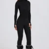 Termisk baslager-Jumpsuit i svart leopardmönster
