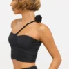 Tesia Slinky Jersey asymmetrisk topp med rosdetaljer i svart