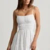 Tessara Shirred Camisole Miniklänning i vitt