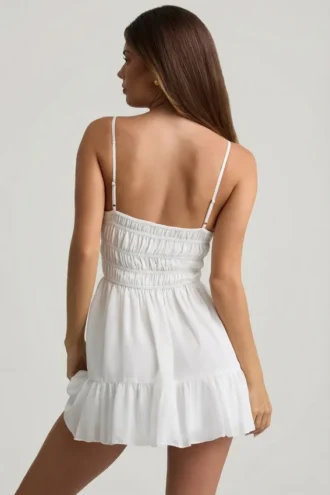 Tessara Shirred Camisole Miniklänning i vitt