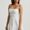 Tessara Shirred Camisole Miniklänning i vitt
