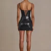 Theodora Premium Sequin Lace Corset Miniklänning i svart