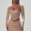 Thora Embellished Asymmetric Crop Top i Almond
