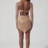 Thora Embellished Asymmetric Crop Top i Almond