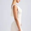 Tigen Off-Shoulder Cowl-Back A-Line Miniklänning i Ivory