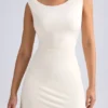 Tigen Off-Shoulder Cowl-Back A-Line Miniklänning i Ivory