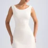 Tigen Off-Shoulder Cowl-Back A-Line Miniklänning i Ivory