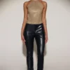 Tindra Embellished Jersey Halterneck Backless Top i guld