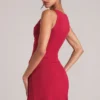Tula midhög bodycon-ultraminikjol med slits i körsbärsrött