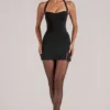 Tula midjehög bodycon-ultraminikjol med slits i svart