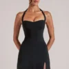 Tula midjehög bodycon-ultraminikjol med slits i svart