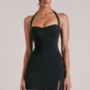 Vita Longline Halterneck Top  i svart