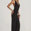 Tulay Devoré jumpsuit med halterneck och öppen rygg i svart