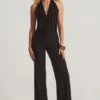 Tulay Devoré jumpsuit med halterneck och öppen rygg i svart