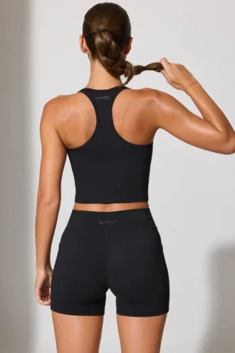 Twist Waist Mini Shorts med fickor i svart