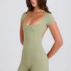 Unitard med öppen rygg i Matcha