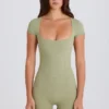 Unitard med öppen rygg i Matcha