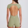 Unitard med öppen rygg i Matcha