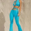 Valerie Petite Cut Out Flare-byxor i aqua