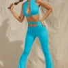 Valerie Petite Cut Out Flare-byxor i aqua