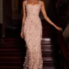 Vasanta Embellished Appliqué Soft-Scoop Corset Gown i guld