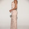 Vasanta Embellished Appliqué Soft-Scoop Corset Gown i guld