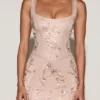 Vasanta Embellished Appliqué Soft-Scoop Corset Gown i guld