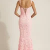 Vasanta Embellished Appliqué Soft-Scoop Corset Gown i rosa