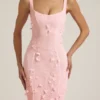Vasanta Embellished Appliqué Soft-Scoop Corset Gown i rosa
