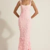 Vasanta Embellished Appliqué Soft-Scoop Corset Gown i rosa