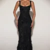 Vasanta Embellished Appliqué Soft-Scoop Corset Gown i svart