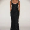 Vasanta Embellished Appliqué Soft-Scoop Corset Gown i svart