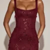 Vasanta Embellished Appliqué Soft-Scoop Corset Gown i vinrött