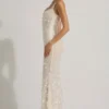 Vasanta Embellished Appliqué Soft-Scoop Corset Gown i vitt