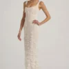 Vasanta Embellished Appliqué Soft-Scoop Corset Gown i vitt