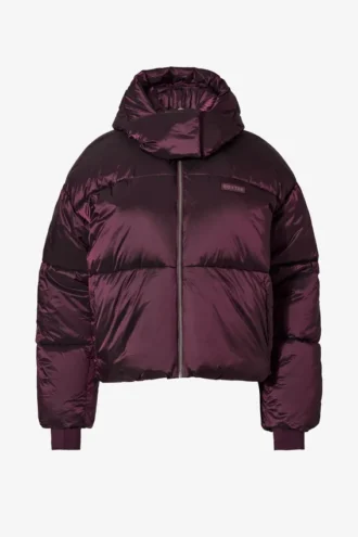 Vattentät, kort oversized skidjacka i burgundy