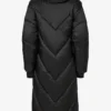 Vattentät lång parkas med huva i svart