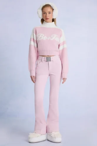 Vattentäta skidbyxor med bälte i Powder Pink