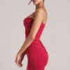 Veda Bandeau Bodycon Miniklänning i körsbärsrött