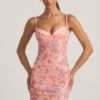 Velena Embellished Camisole Bodycon Miniklänning i rosa