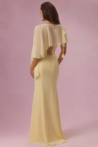 Velina Chiffon Cape i smörgul
