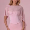 Velina chiffongkappa i blushrosa