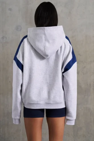 Överdimensionerad hoodie i bomullsfleece, melerad grå