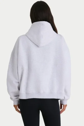 Överdimensionerad hoodie i mjuk bomullsfleece i gråmelerad