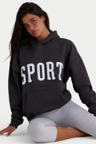 Överdimensionerad hoodie i mjuk bomullsfleece i svart